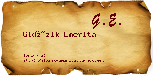 Glózik Emerita névjegykártya